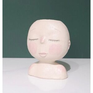 Vintage Baby Girl Head Face 7" Planter Succulent Pot Gardening Retro Ceramic